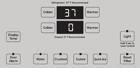 profile嵌入式双开门GE冰箱温度设置说明